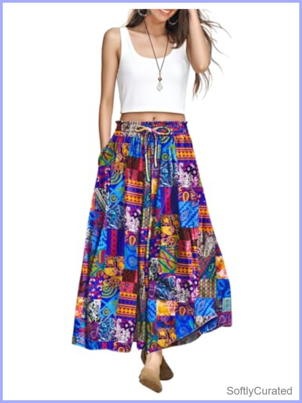 Women's Wide Leg Palazzo Pants High Waisted Flowy Crop Trousers with Pockets